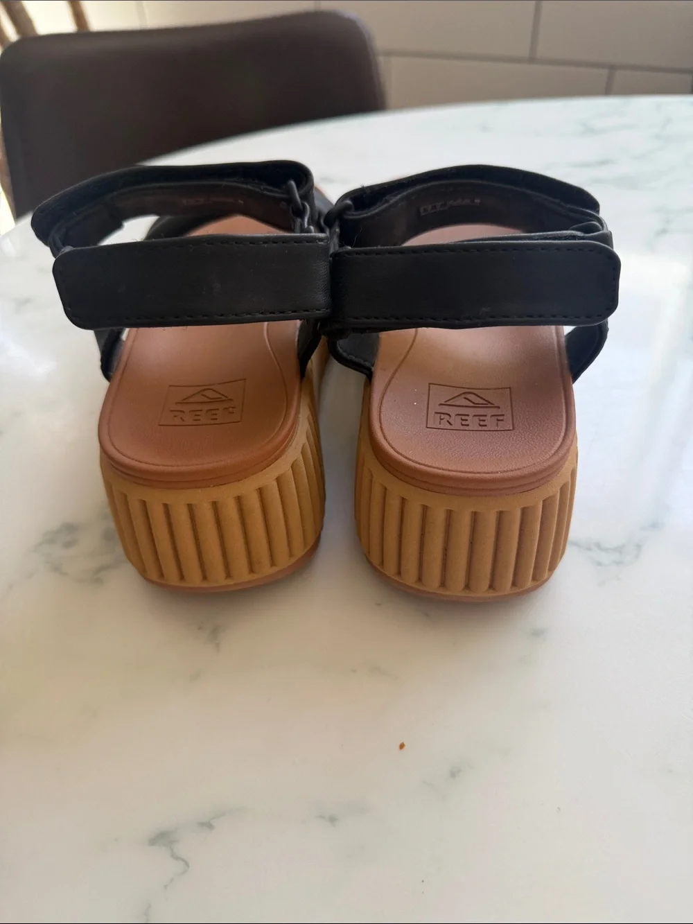 Women’s Black Platform Sandals with Tan Sole